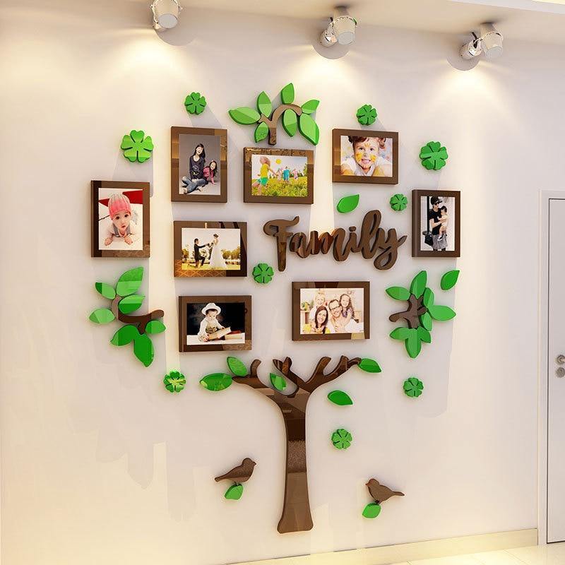 Family Tree With Blossom Flowers Acrylic Wall Art